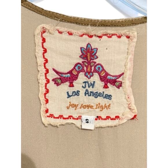 Johnny Was Tan Velour Embroidered Boho Top Multicolor Floral Pattern Tunic Top S - Picture 3 of 7